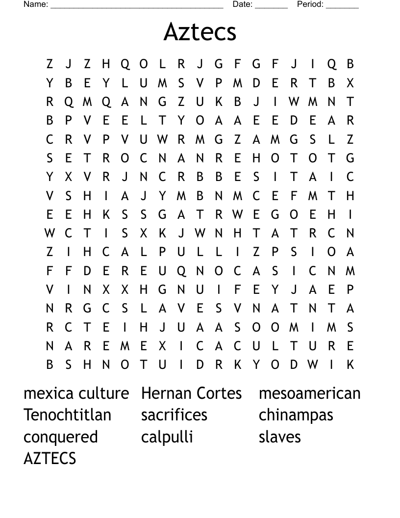 Aztecs Word Search