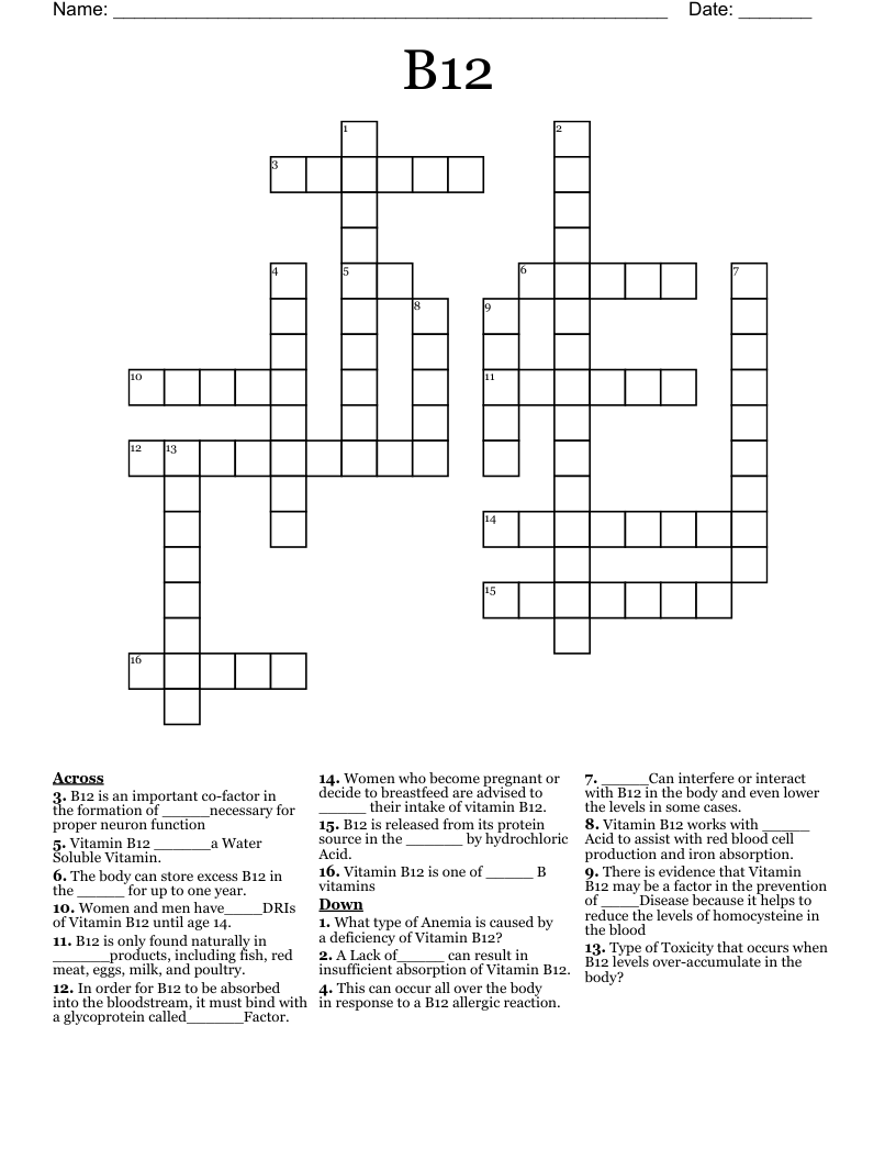 B12 Crossword