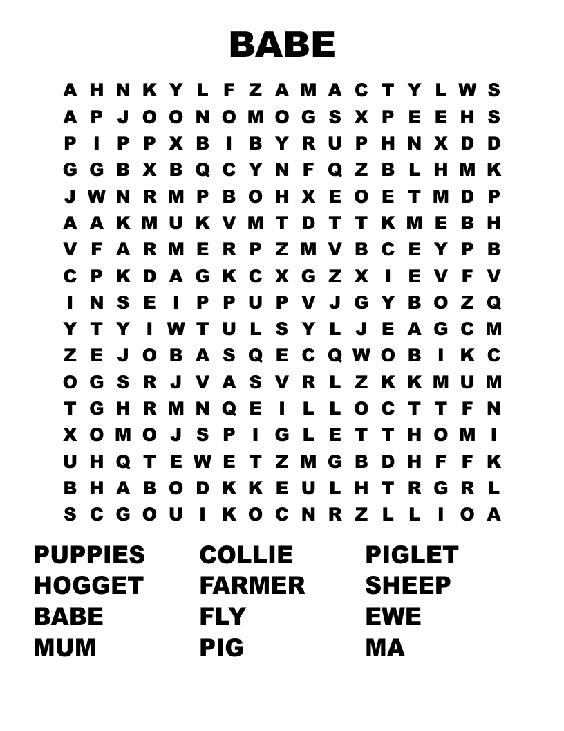 BABE Word Search