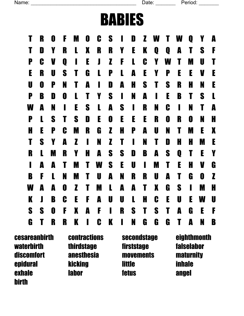BABIES Word Search
