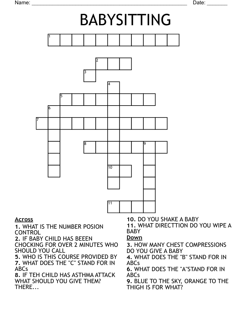 BABYSITTING  Crossword