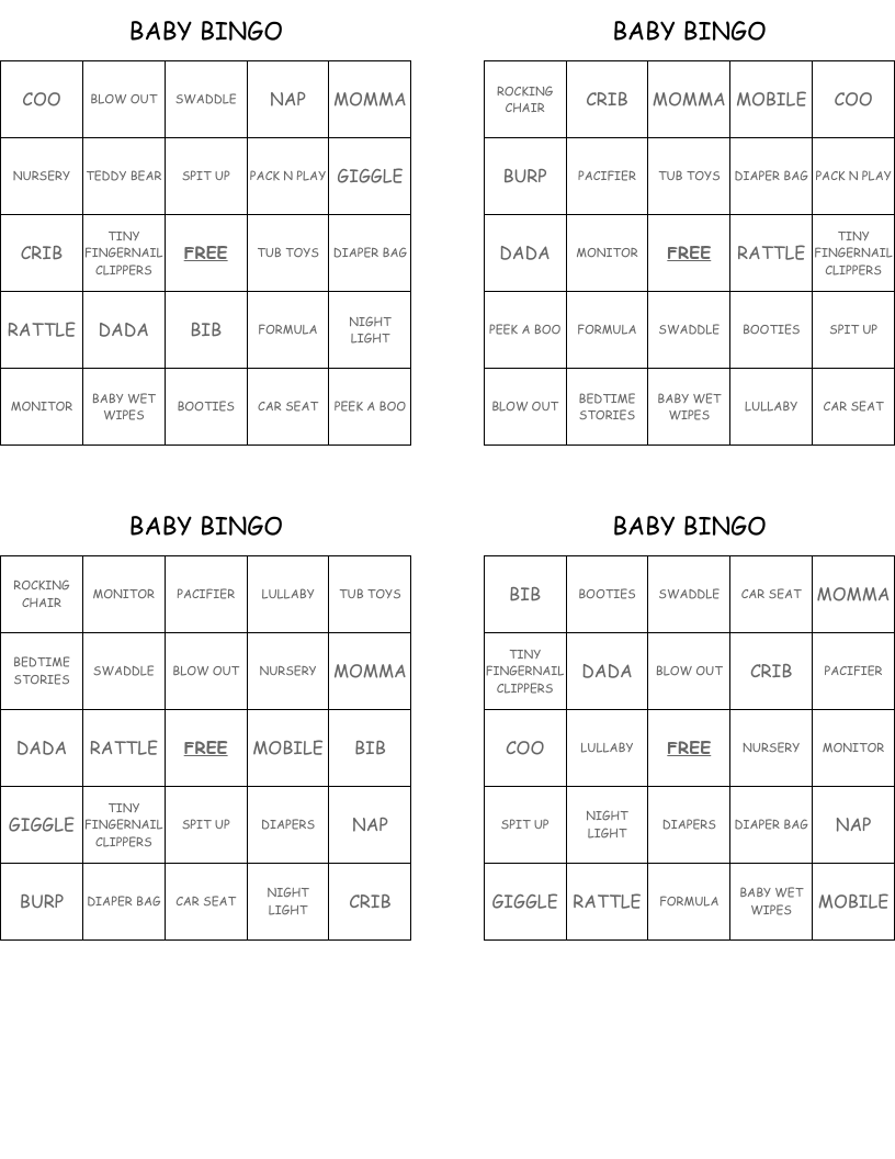 BABY BINGO