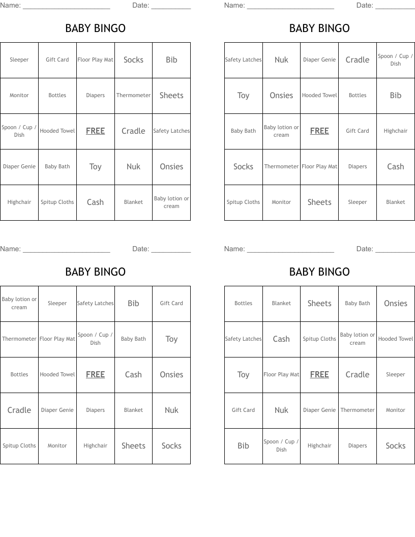 BABY BINGO