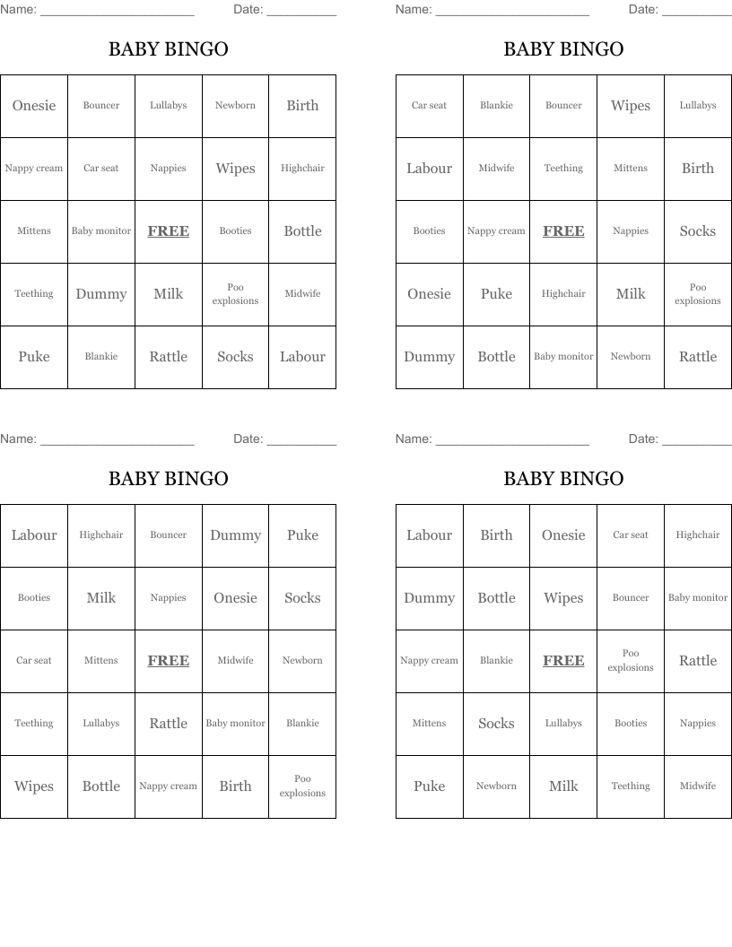BABY BINGO