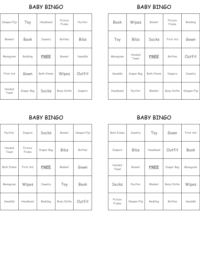 BABY BINGO 