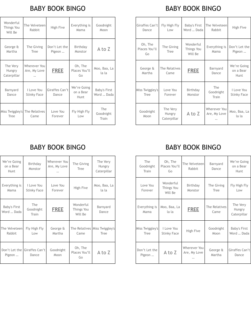 BABY BOOK BINGO