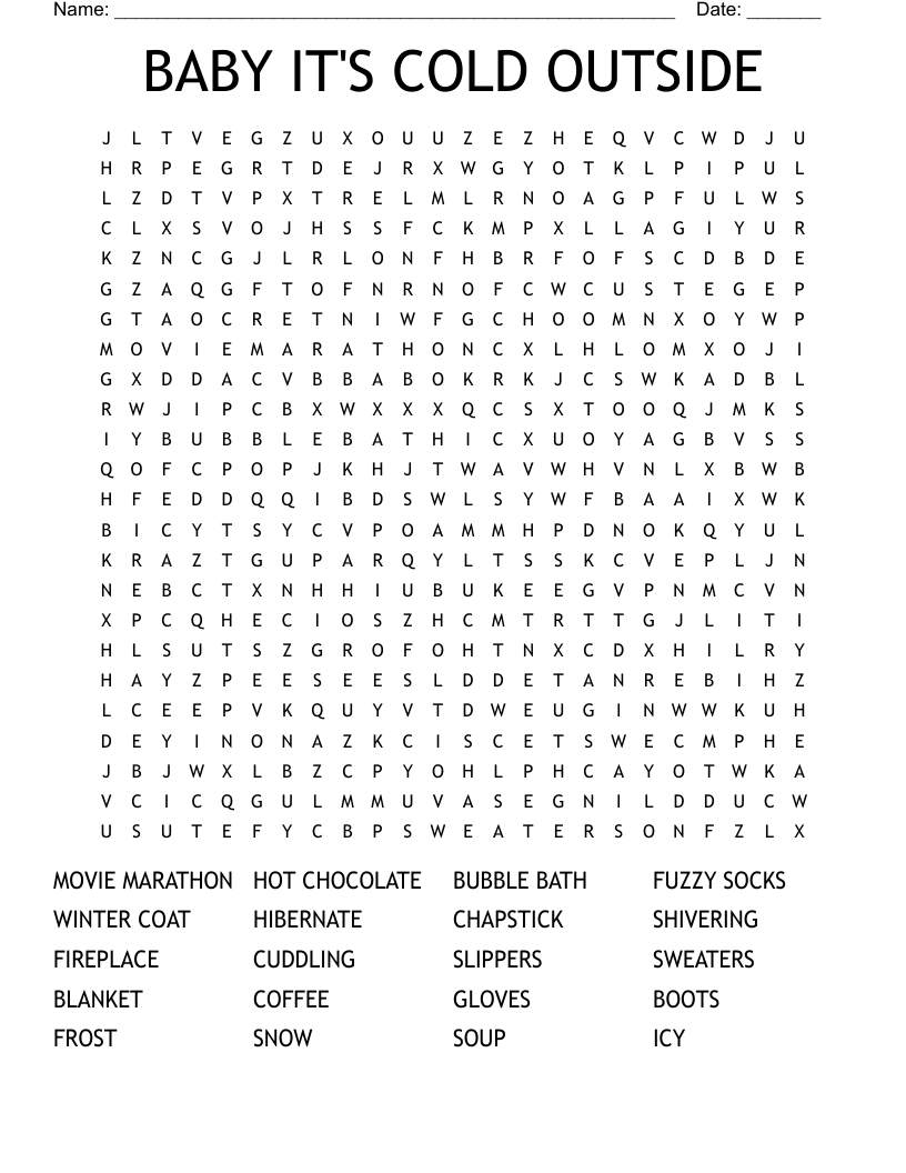BABY IT'S COLD OUTSIDE Word Search