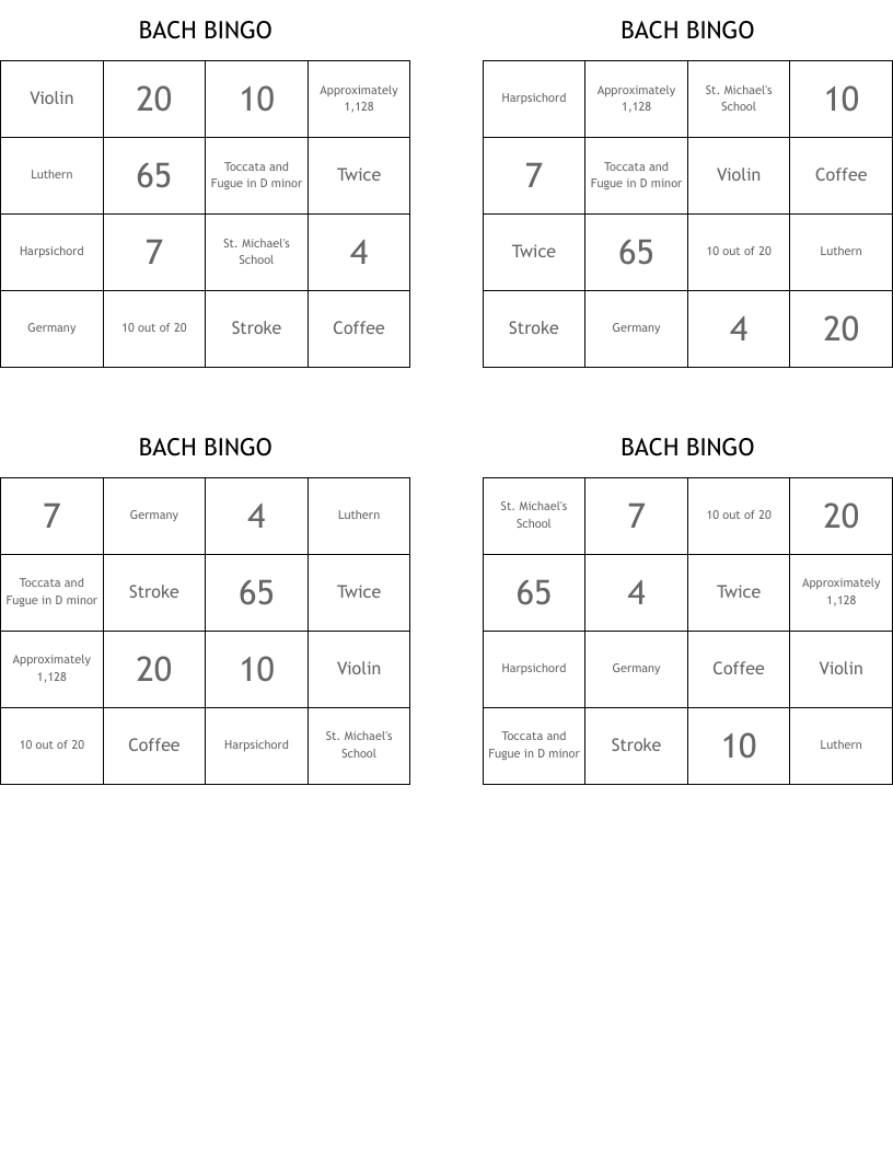 BACH BINGO