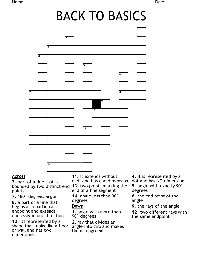 BACK TO BASICS  Crossword