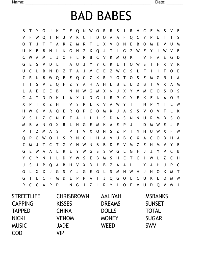 BAD BABES Word Search