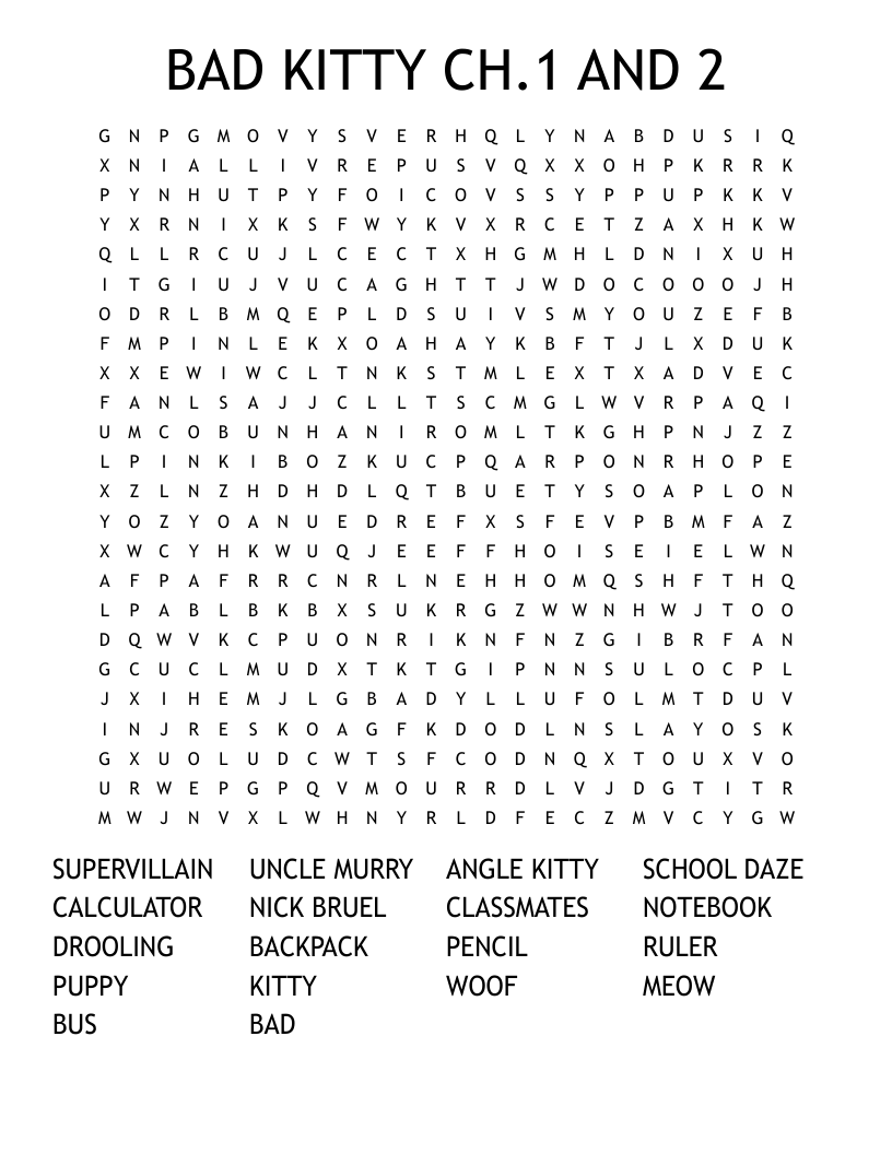 BAD KITTY CH.1 AND 2 Word Search