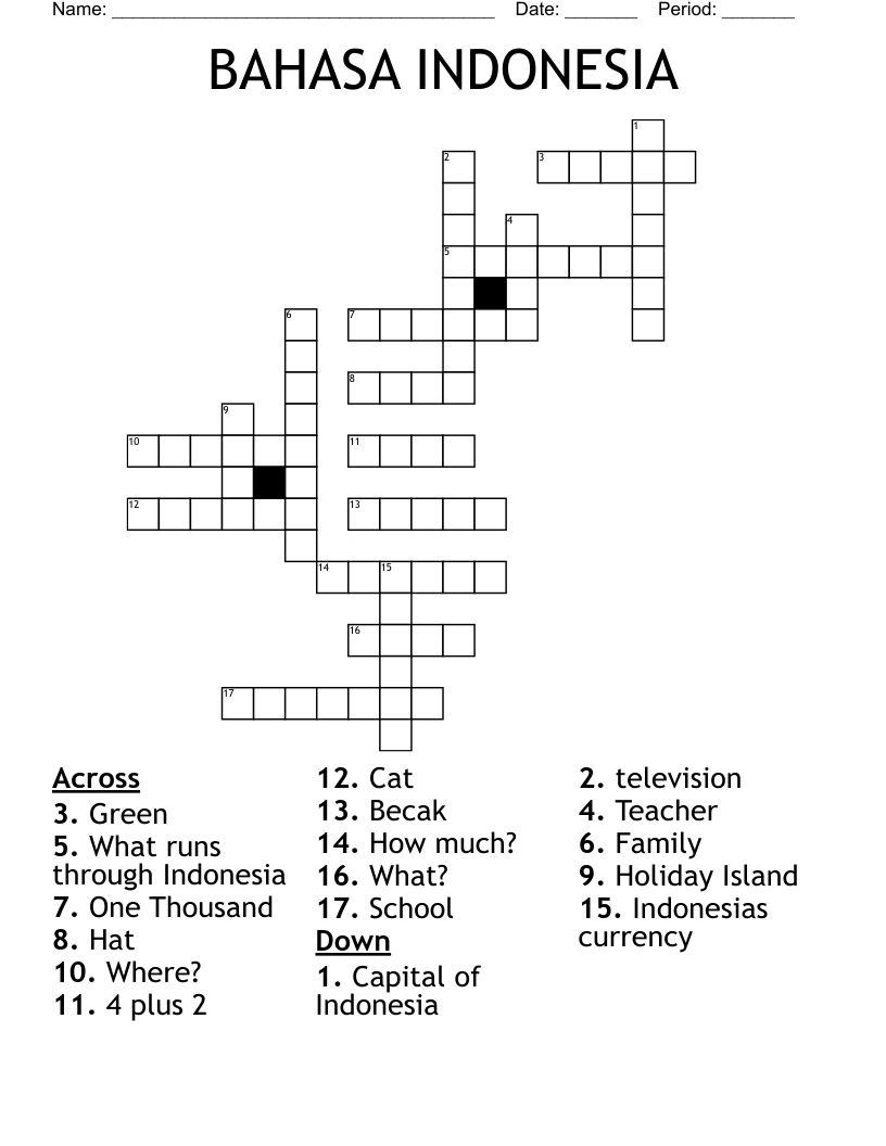 BAHASA INDONESIA Crossword