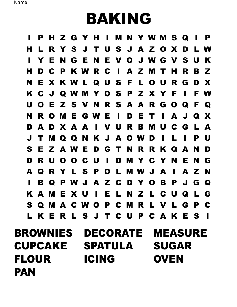 BAKING Word Search