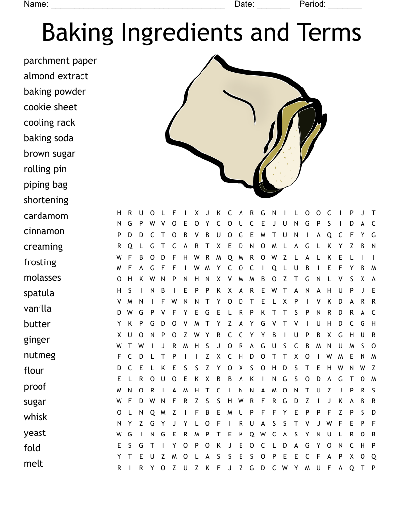Baking Ingredients and Terms Word Search