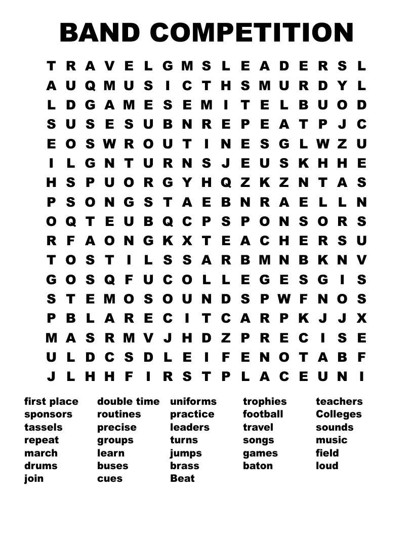 BAND COMPETITION Word Search