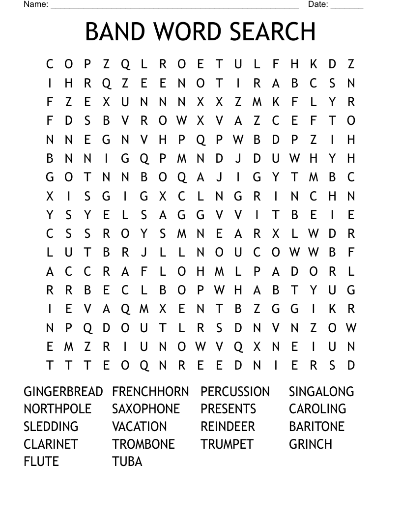 BAND WORD SEARCH