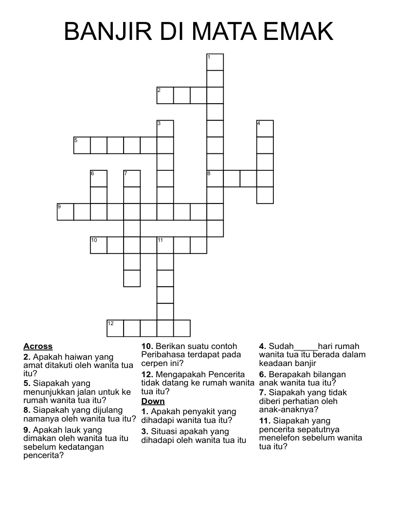 BANJIR DI MATA EMAK Crossword