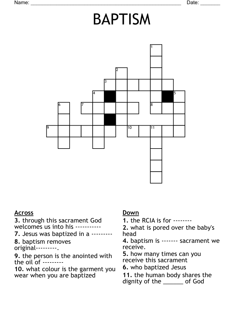 BAPTISM Crossword