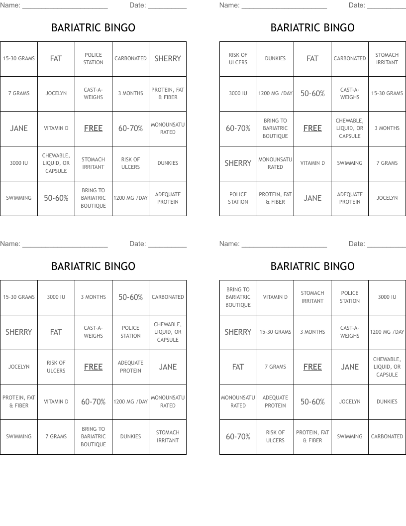 BARIATRIC BINGO