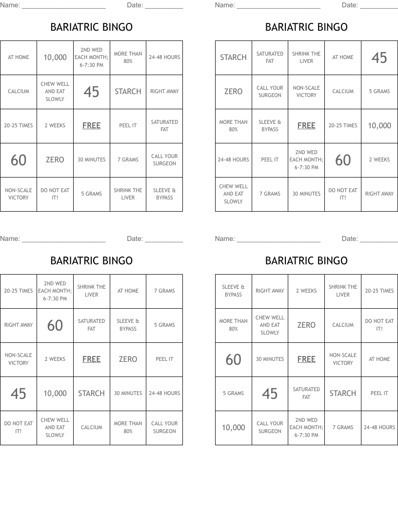 BARIATRIC BINGO