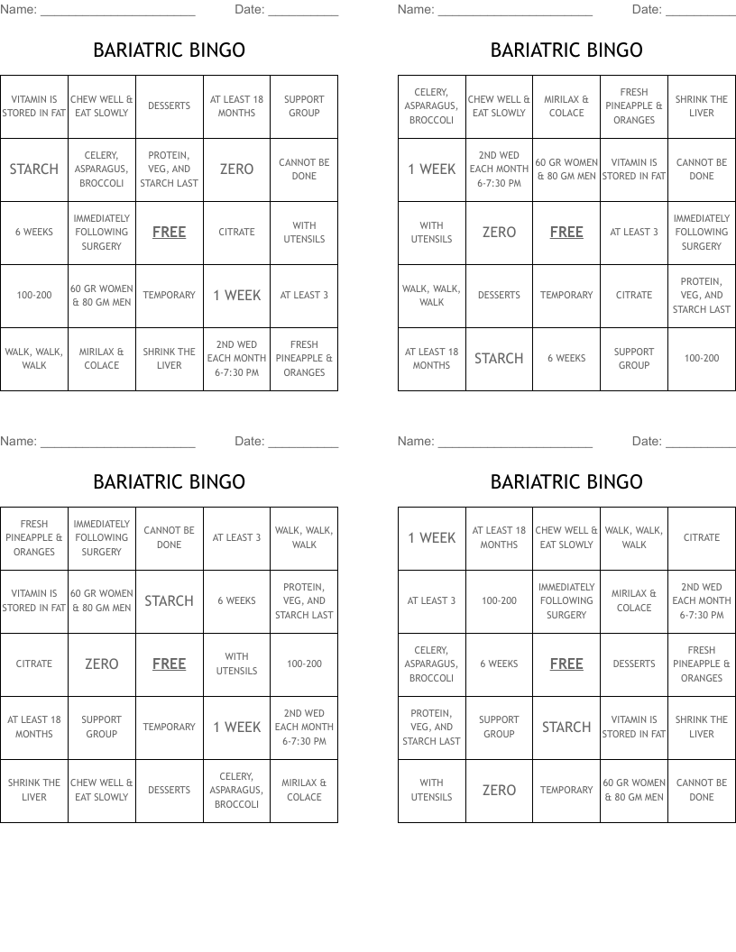 BARIATRIC BINGO