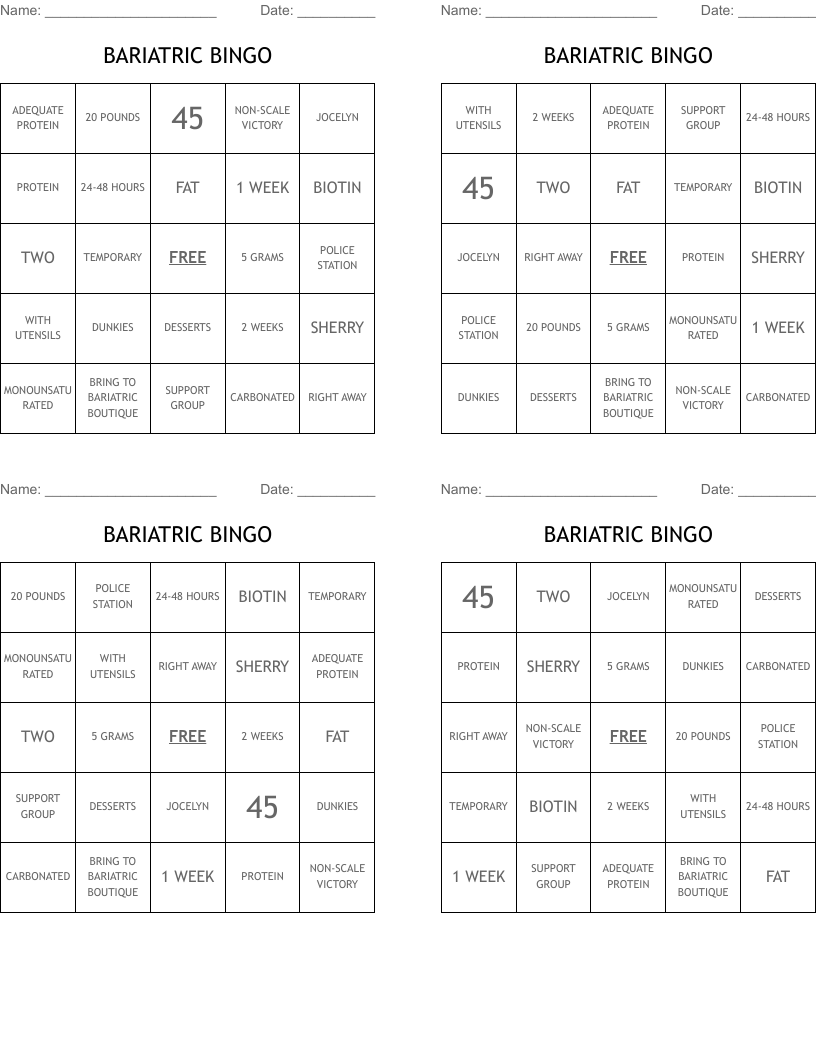 BARIATRIC BINGO