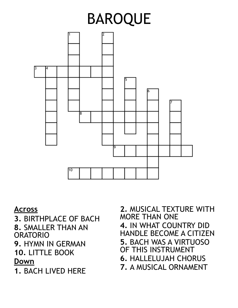 BAROQUE  Crossword