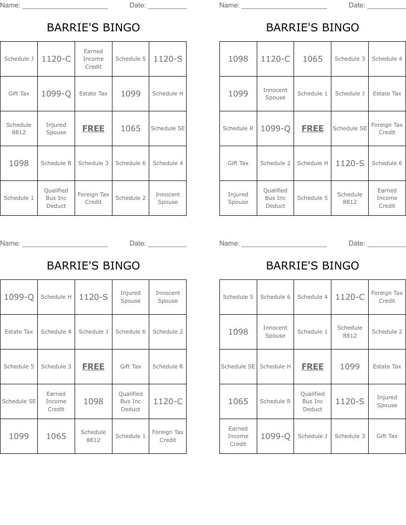 BARRIE'S BINGO