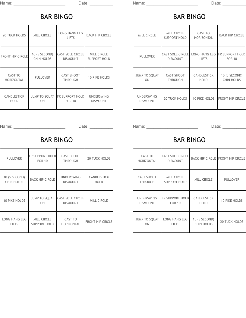 BAR BINGO
