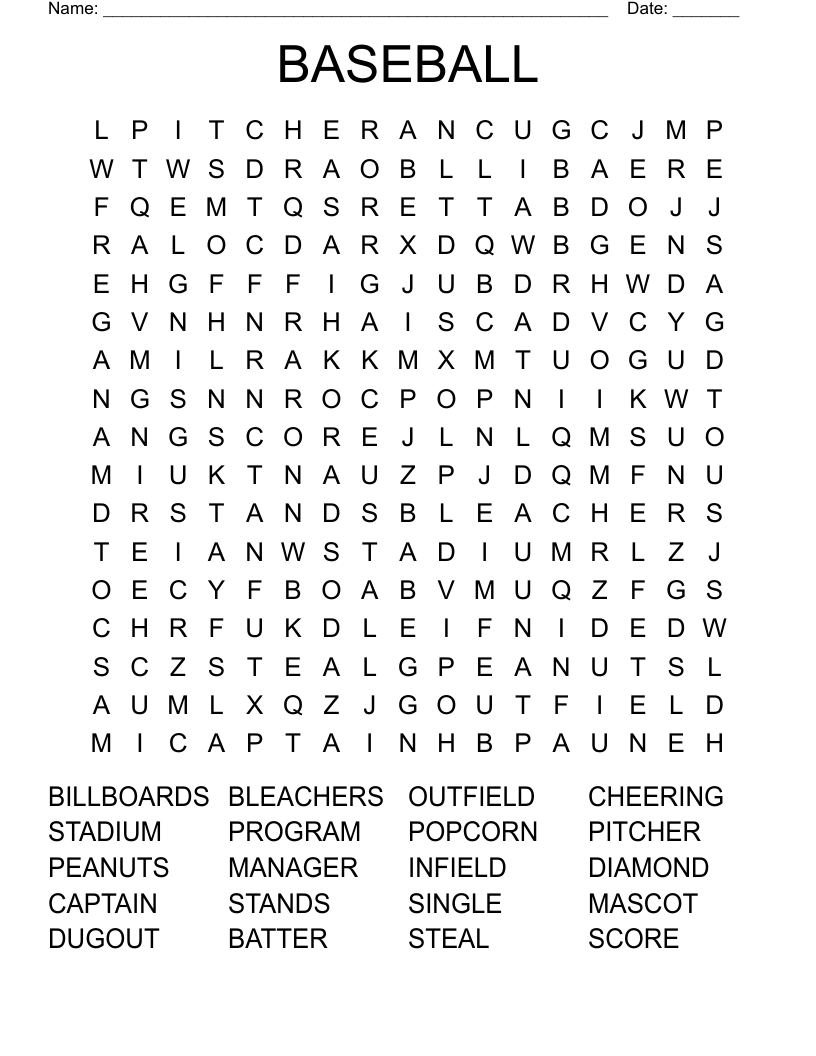 BASEBALL Word Search