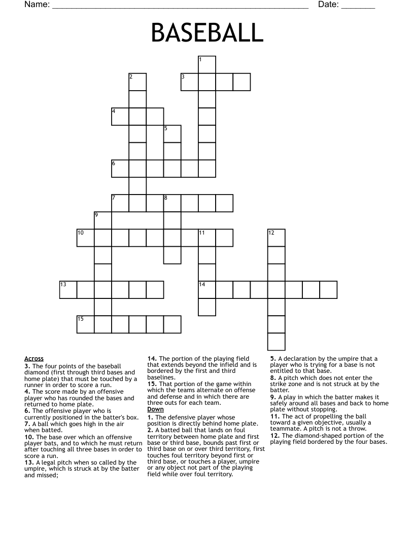 BASEBALL Crossword