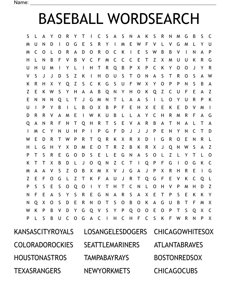BASEBALL WORDSEARCH