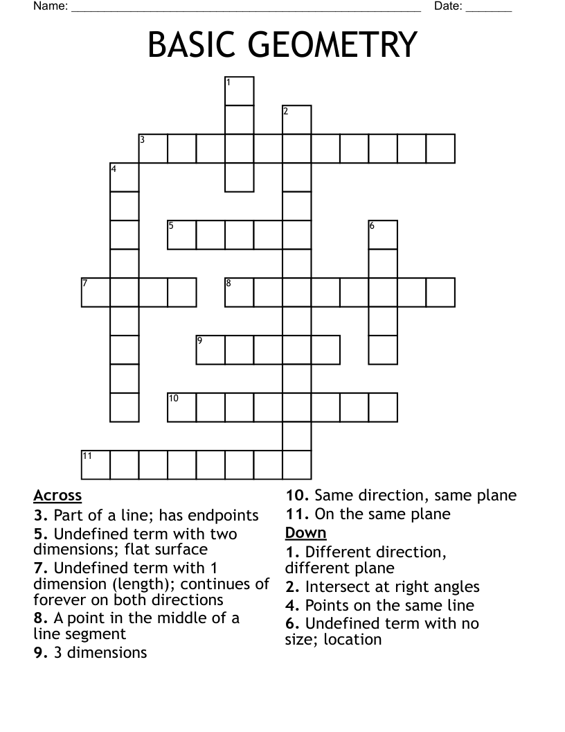 BASIC GEOMETRY Crossword