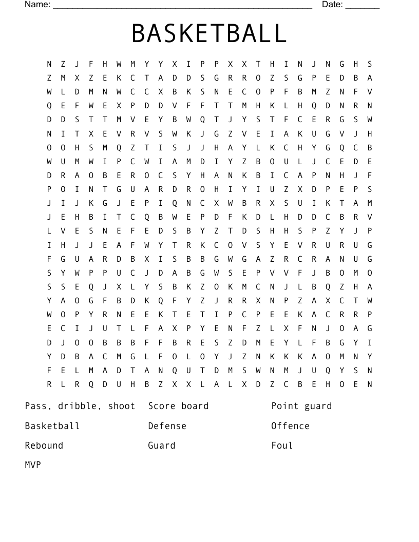 BASKETBALL Word Search