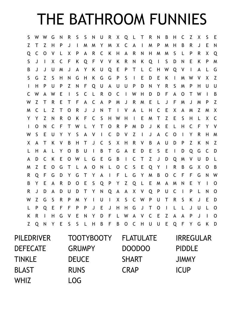 THE BATHROOM FUNNIES Word Search