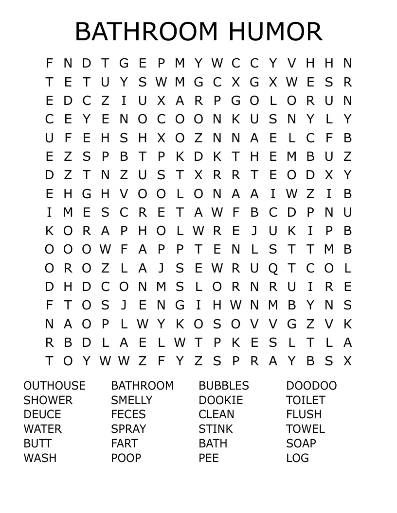 BATHROOM HUMOR Word Search