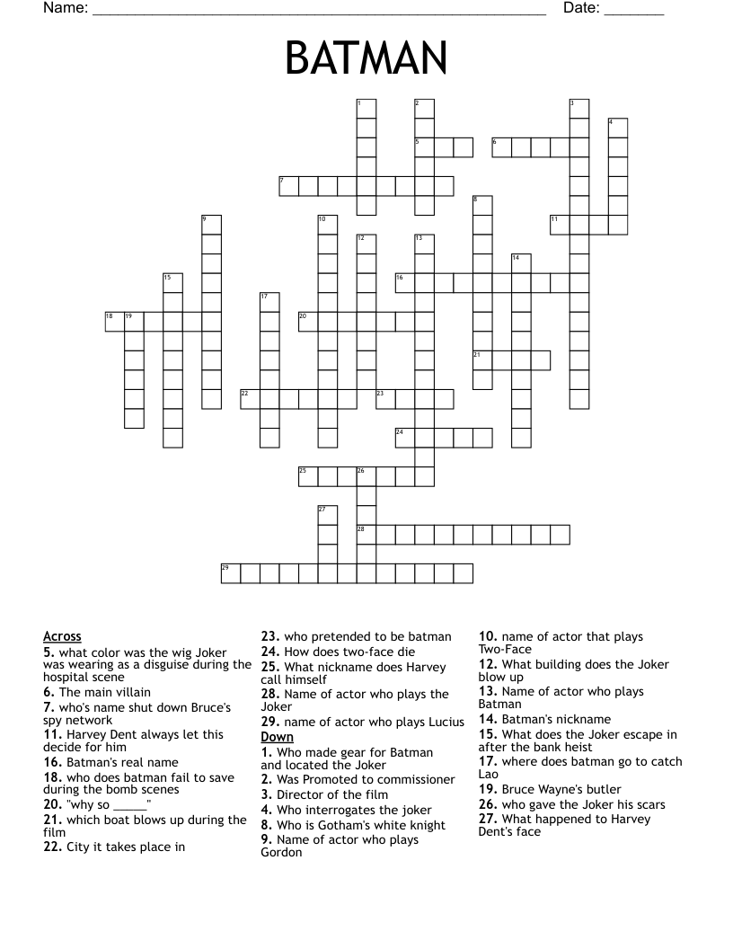 BATMAN Crossword