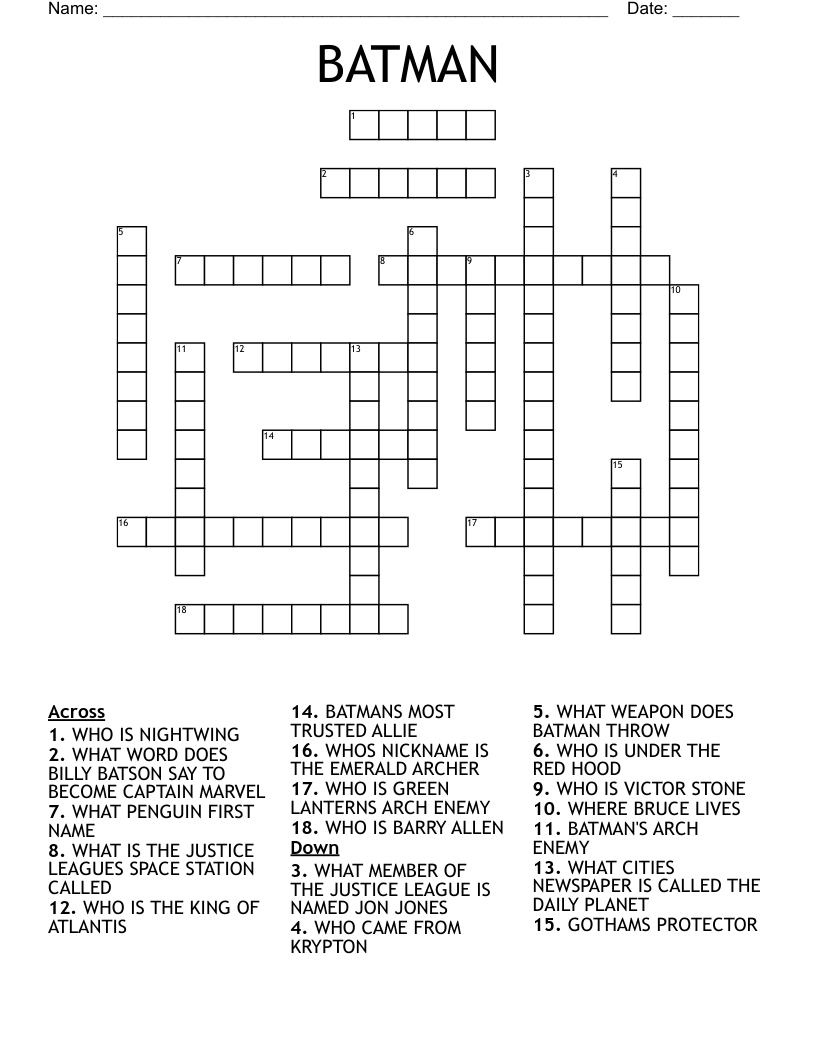 BATMAN Crossword