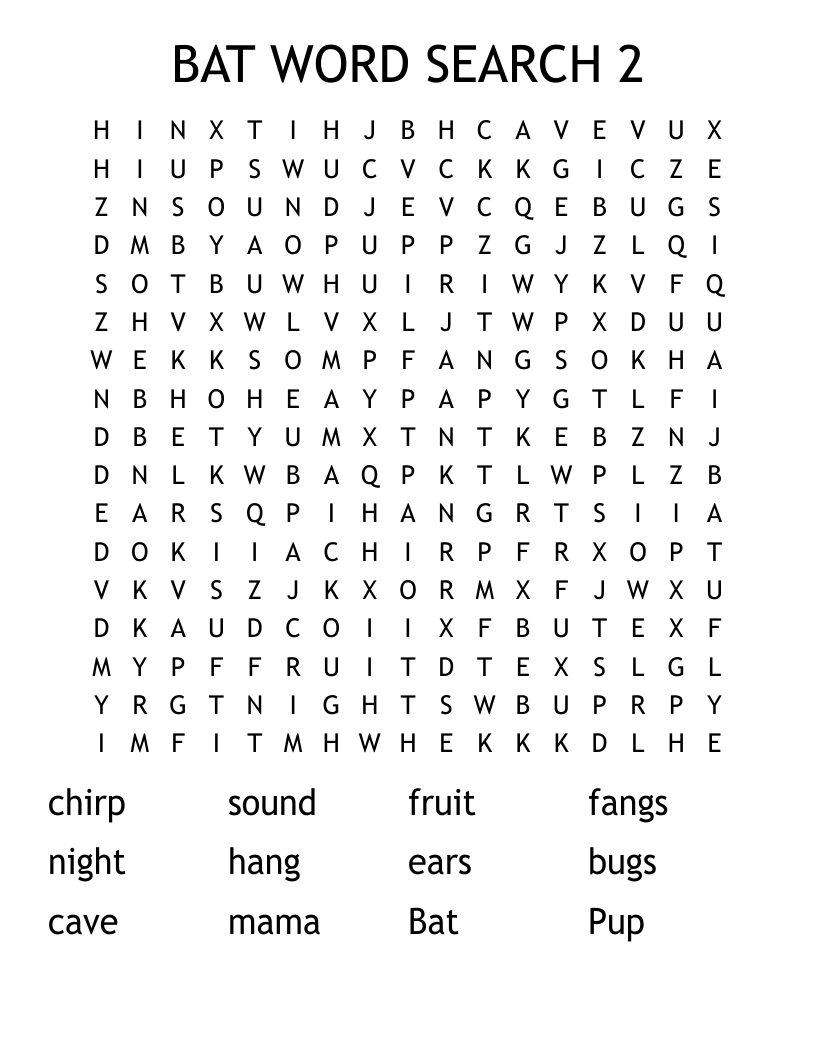 BAT WORD SEARCH 2