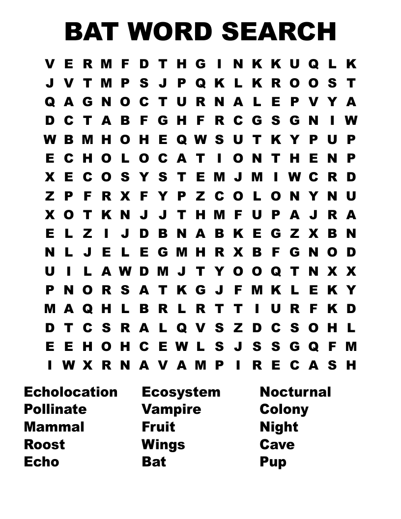 BAT WORD SEARCH 