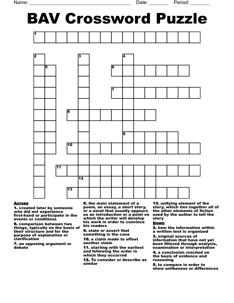 BAV Crossword Puzzle