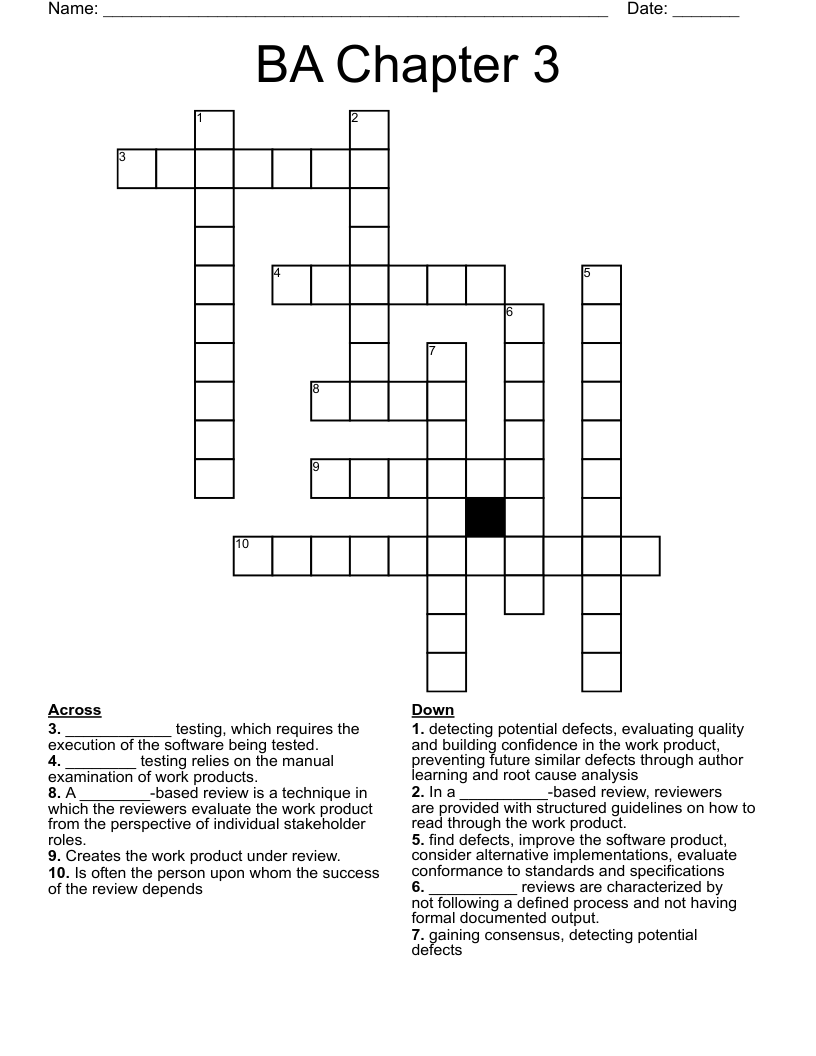 BA Chapter 3 Crossword