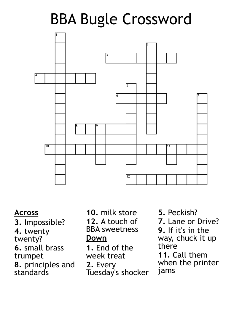 BBA Bugle Crossword