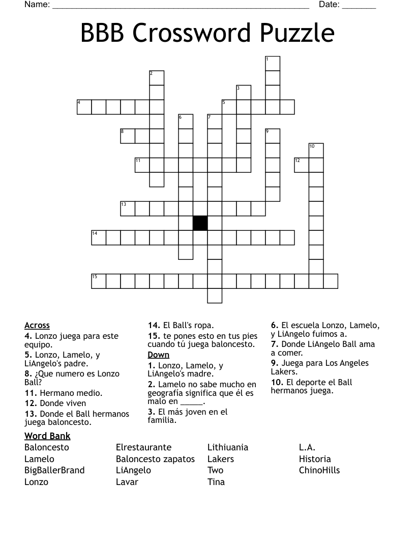 BBB Crossword Puzzle