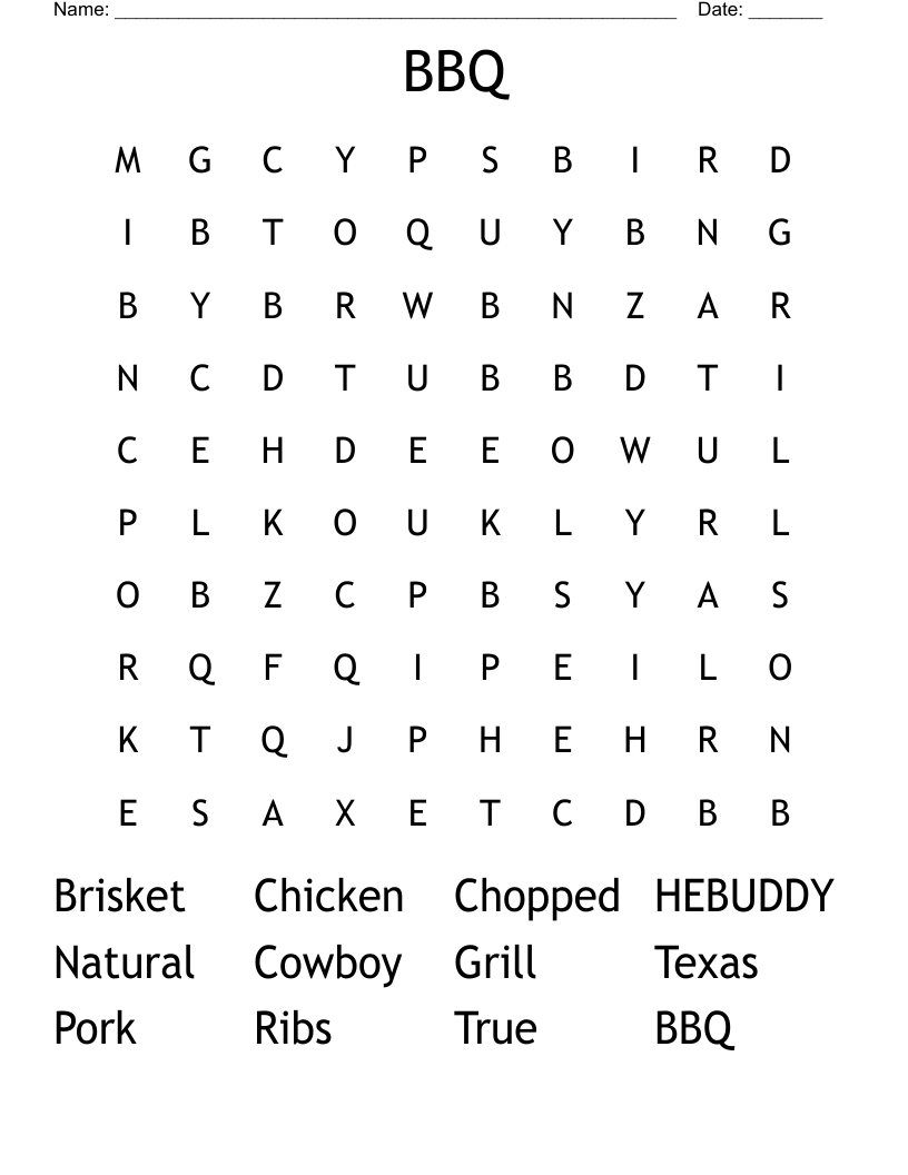 BBQ Word Search