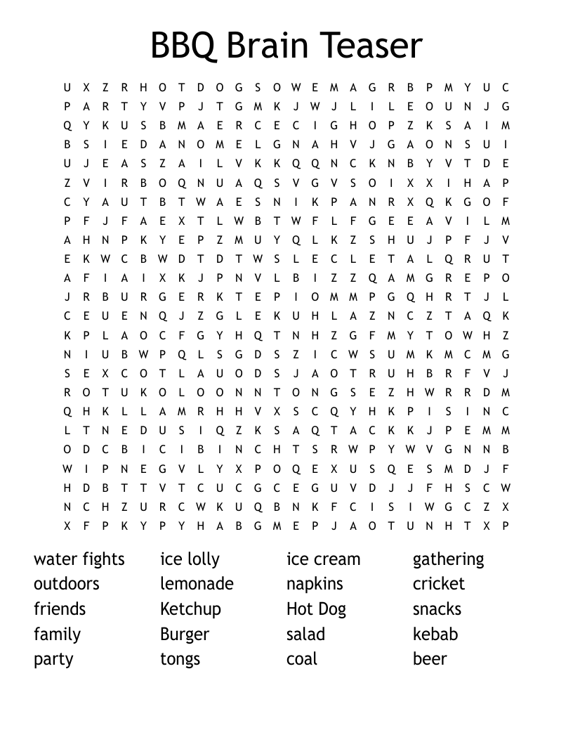 BBQ Brain Teaser Word Search