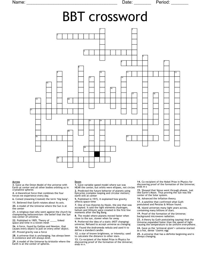 BBT crossword