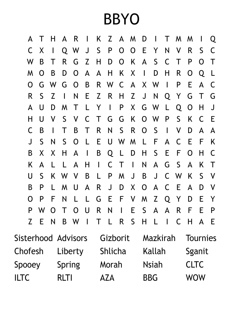 BBYO Word Search