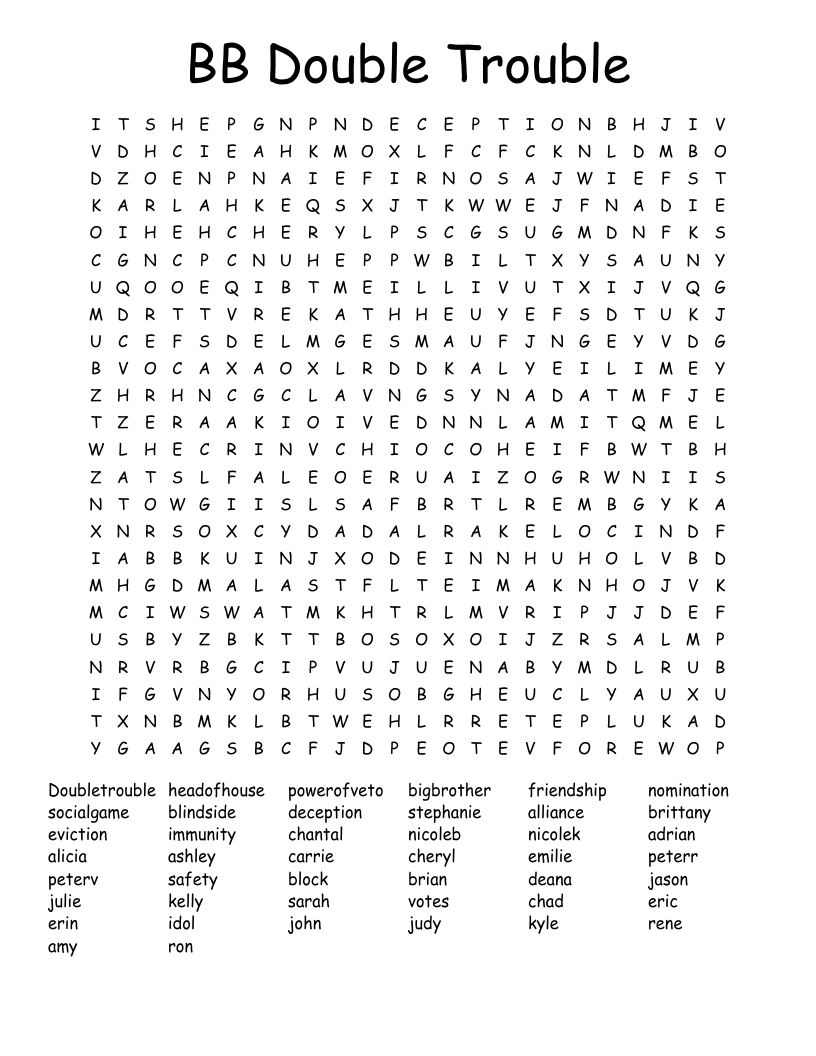 BB Double Trouble Word Search