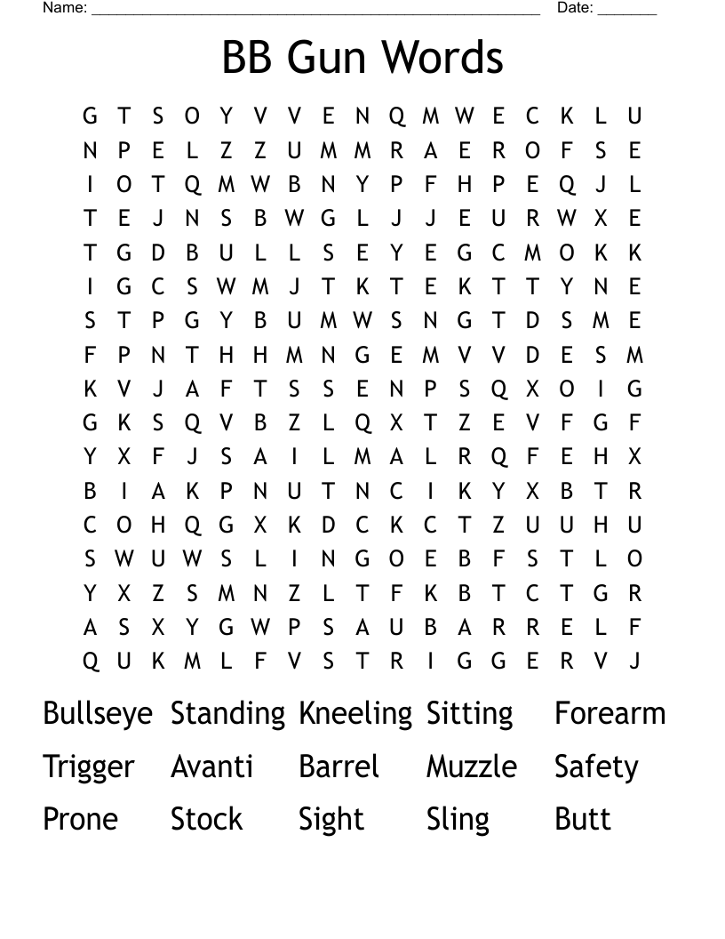 BB Gun Words Word Search